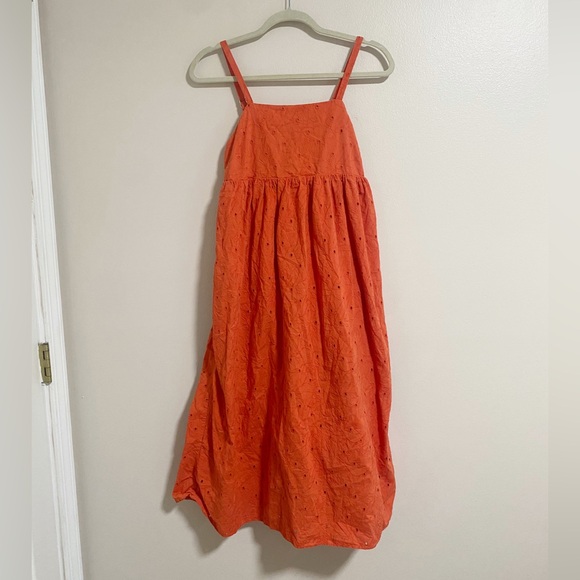 Madewell Orange Eyelet Summertime Cami Midi Dress Size X Small - Picture 2 of 9